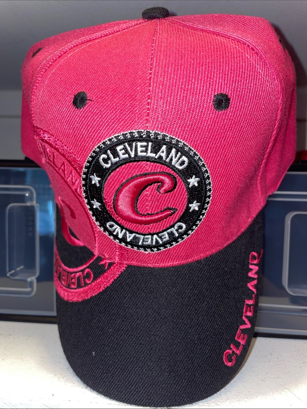 Cleveland Embroidered Logo Cap in Pink and Black
